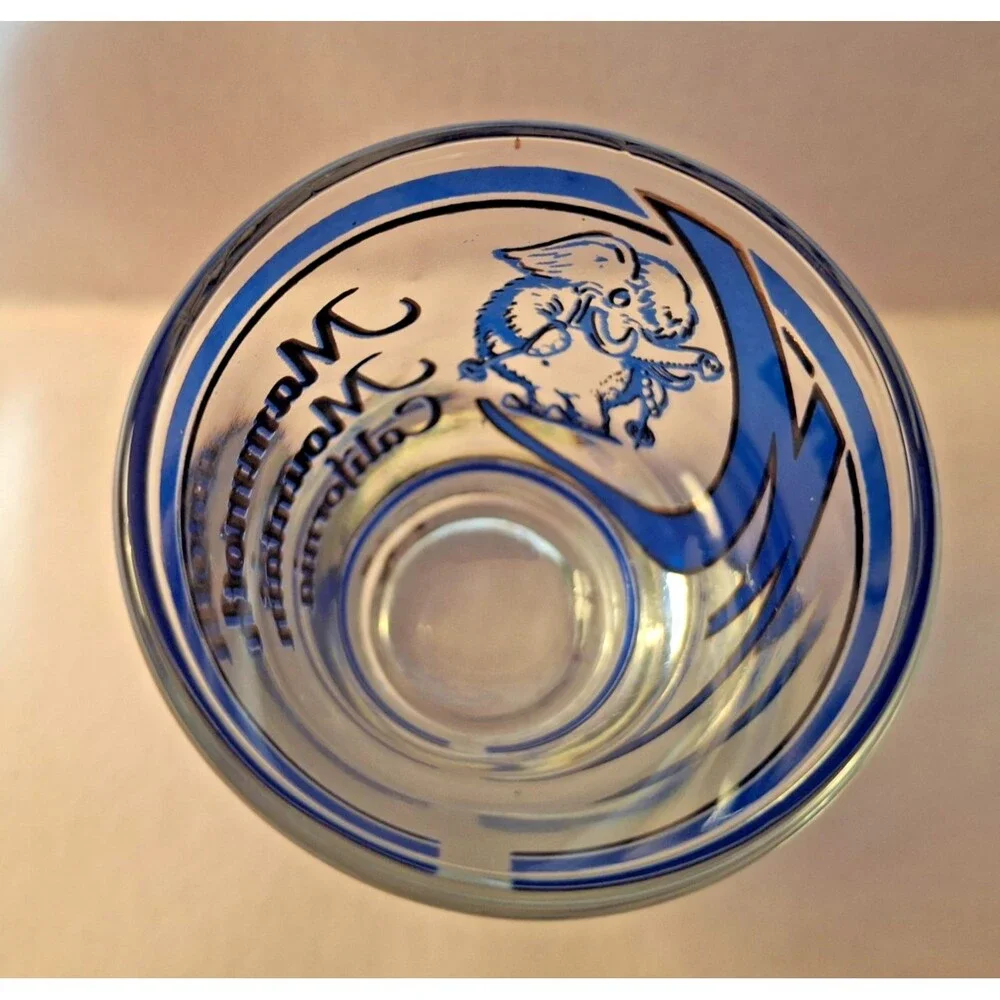 Vintage Mammoth Mountain California Shot Glass Blue Gold Elephant Skiing